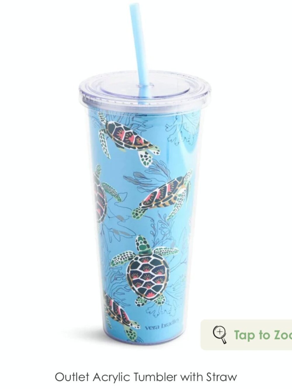 Vera Bradley Sea Turtles and Coral Tumbler NIB